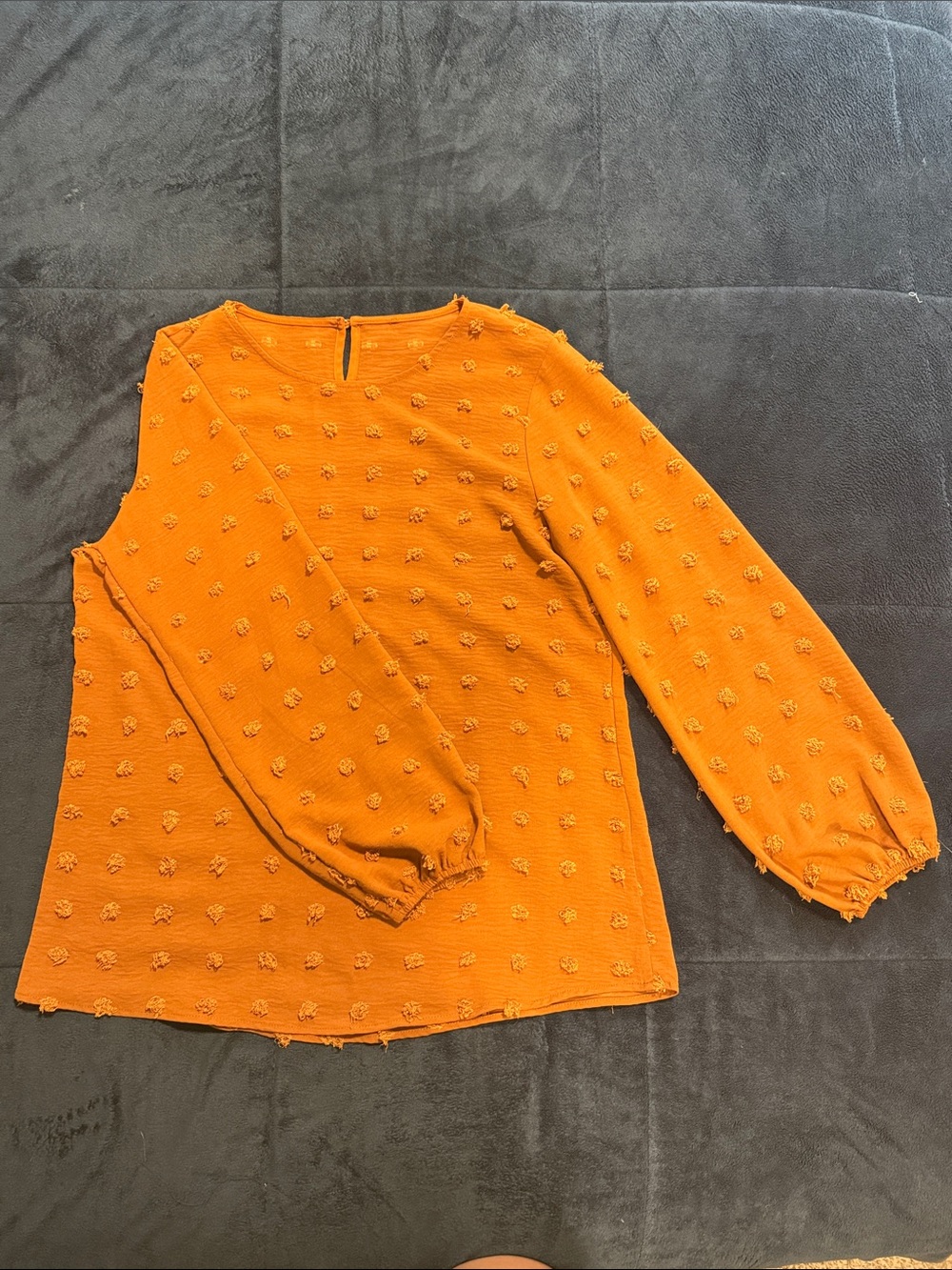 Women’s Burnt Orange Textured Long-Sleeve Top